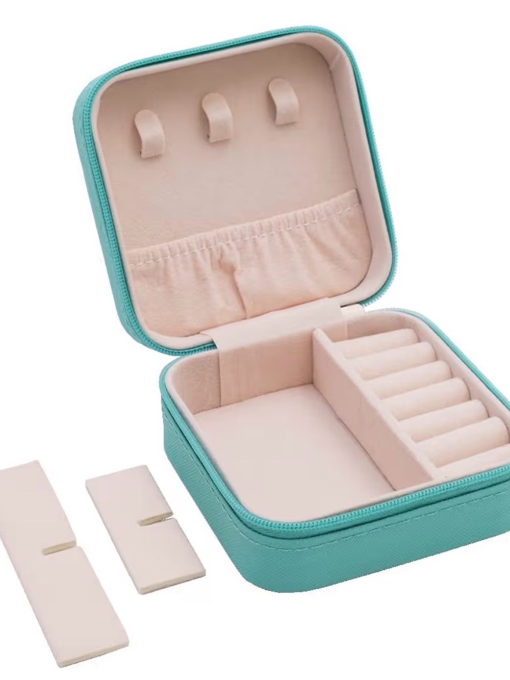 Travel Jewelry Case - Compact Zip Organizer Mint Green New in Box - Picture 5 of 6